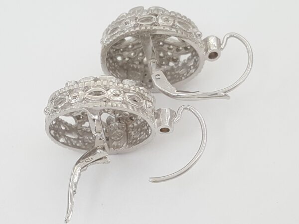 Doris Panos Diamond Dangle Drop Flower Earrings 1 ct 18K White Gold