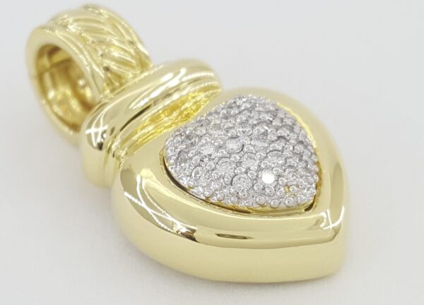 David Yurman Pave Round Diamond Heart Slider Pendant 18k Yellow Gold 0.5 ct 13gr
