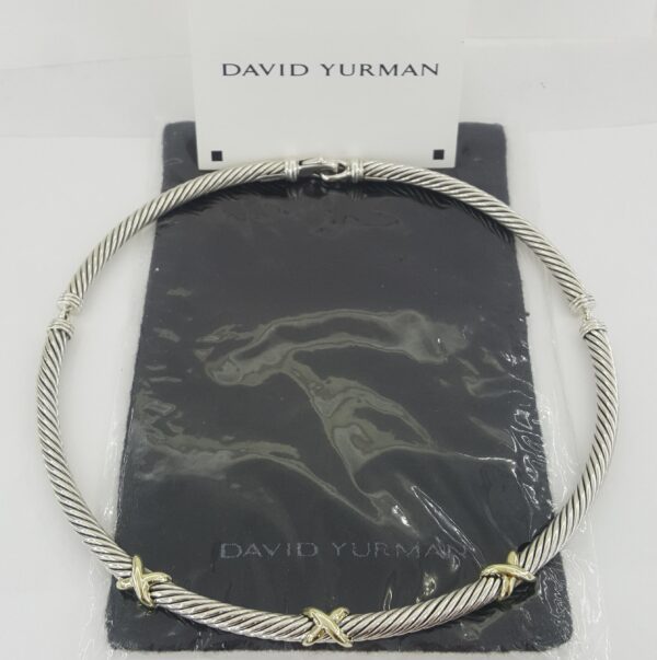 David Yurman Triple "X" Cable Collar Necklace 14k Yellow Gold & Silver