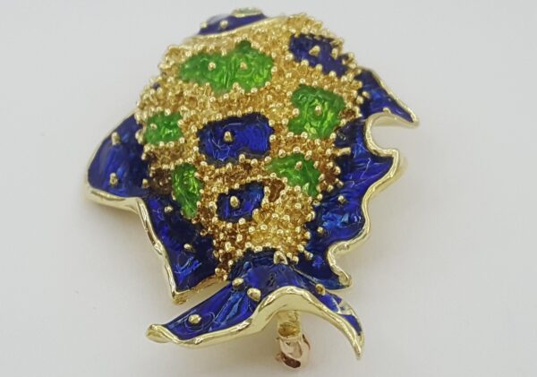 Vintage Tiffany & Co Donald Claflin Fish Brooch 18k Yellow Gold Enamel 1960s