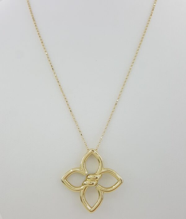 Roberto Coin Cialoma Diamond Flower Necklace 18K Gold 0.2 ct 18" Med. Rtl $5,280
