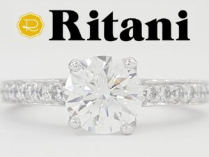 Ritani Round Canadian Diamond Engagement Ring 1.34 ct 18k White Gold GIA E/SI1