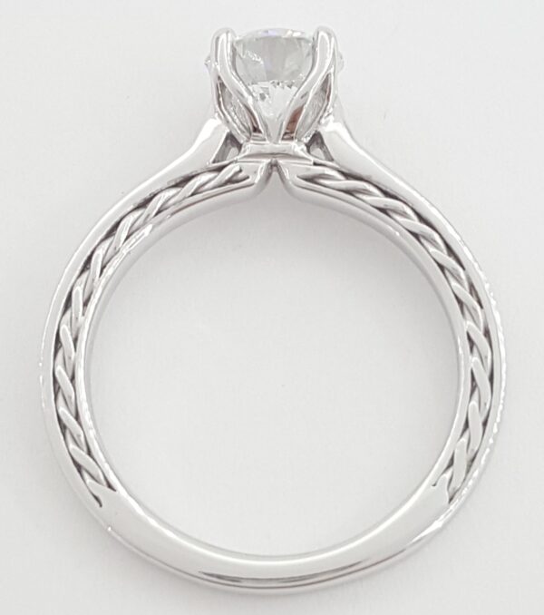 Ritani Round Canadian Diamond Engagement Ring 1.34 ct 18k White Gold GIA E/SI1