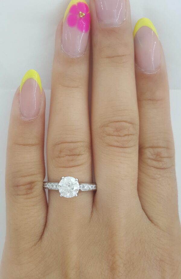 Ritani Round Canadian Diamond Engagement Ring 1.34 ct 18k White Gold GIA E/SI1