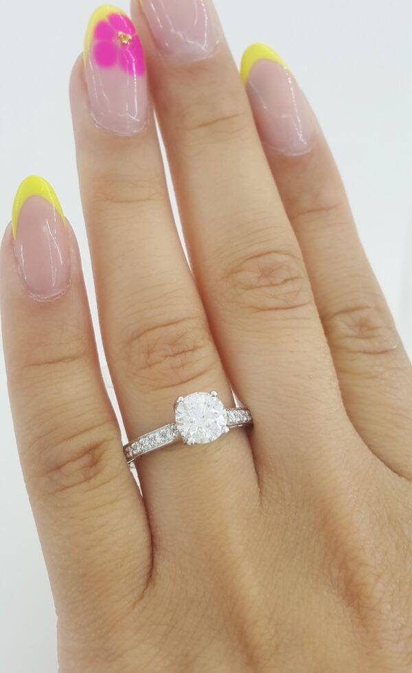 Ritani Round Canadian Diamond Engagement Ring 1.34 ct 18k White Gold GIA E/SI1
