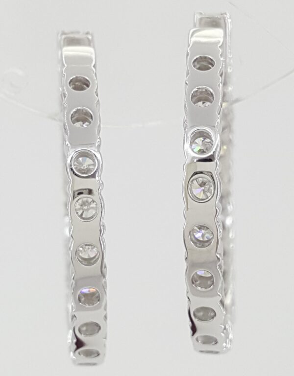Diamond Inside Out Round Hoop Earrings 31 mm 4.2 ct Round Diamond 18K White Gold