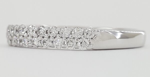 Two 2-Row Diamond Wedding Anniversary Band Ring 0.55 ct 14K White Gold