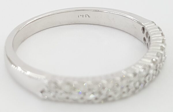 Two 2-Row Diamond Wedding Anniversary Band Ring 0.55 ct 14K White Gold
