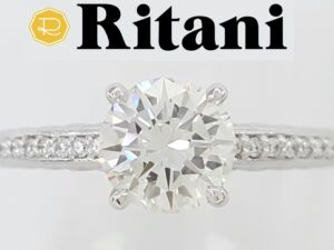 Ritani Round Brilliant Diamond Engagement Ring 1.14 ct 14k White Gold Rt $14,000