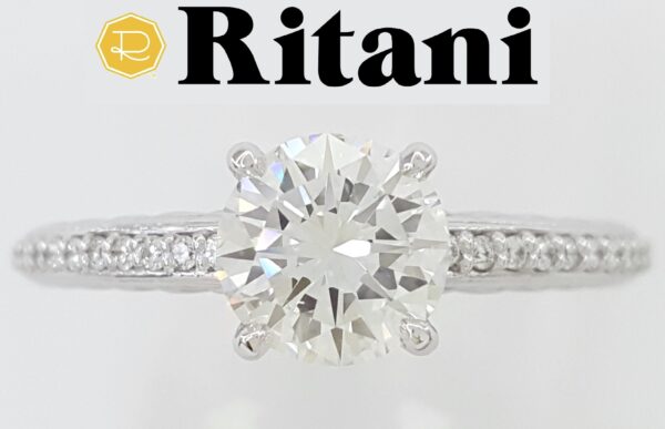 Ritani Round Brilliant Diamond Engagement Ring 1.14 ct 14k White Gold Rt $14,000