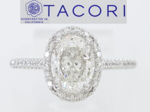 TACORI Petite Crescent Oval Halo Diamond Engagement Ring 1.88 ct 18k White Gold