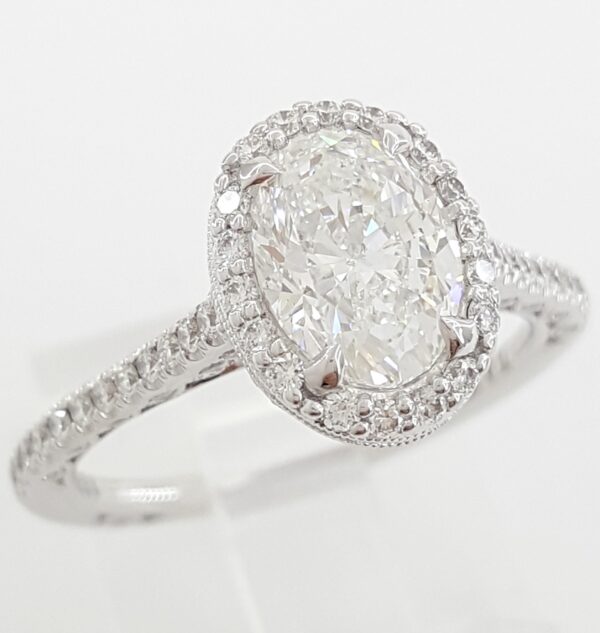 TACORI Petite Crescent Oval Halo Diamond Engagement Ring 1.88 ct 18k White Gold
