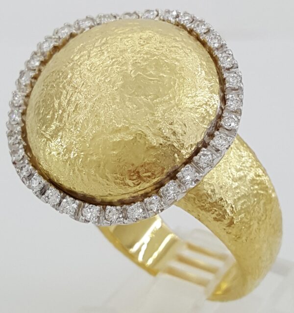Vintage Roberto Coin Wobbly Diamond Textured Ring 0.5 ct 18k Yellow Gold