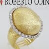 Vintage Roberto Coin Wobbly Diamond Textured Ring 0.5 ct 18k Yellow Gold