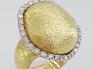 Vintage Roberto Coin Wobbly Diamond Textured Ring 0.5 ct 18k Yellow Gold