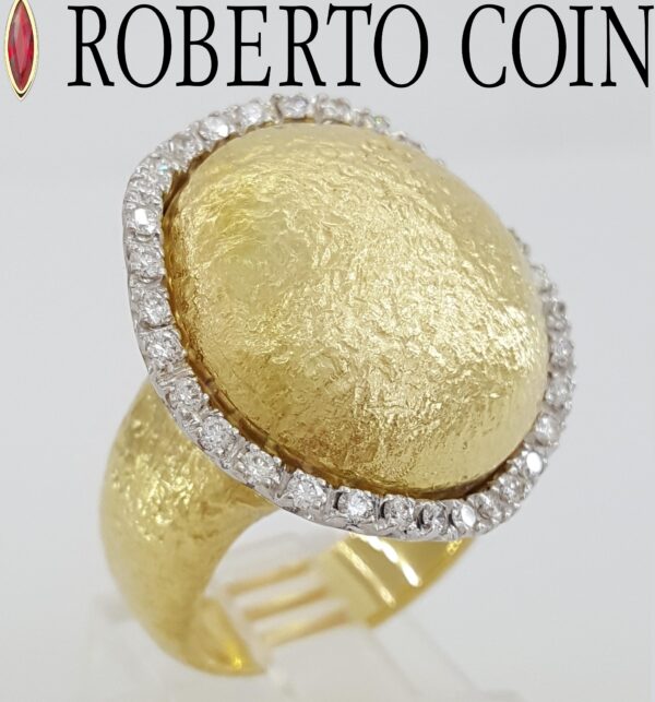 Vintage Roberto Coin Wobbly Diamond Textured Ring 0.5 ct 18k Yellow Gold