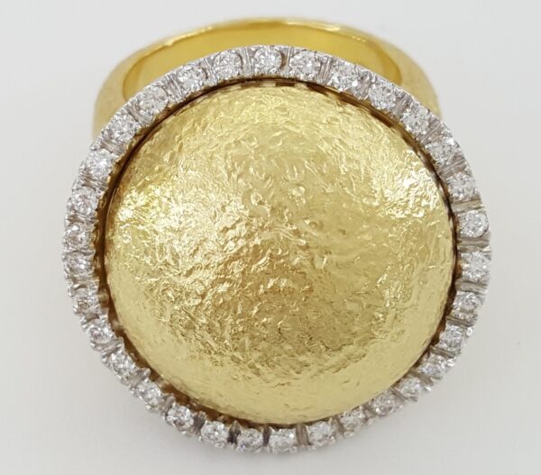 Vintage Roberto Coin Wobbly Diamond Textured Ring 0.5 ct 18k Yellow Gold