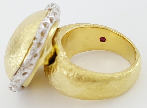 Vintage Roberto Coin Wobbly Diamond Textured Ring 0.5 ct 18k Yellow Gold
