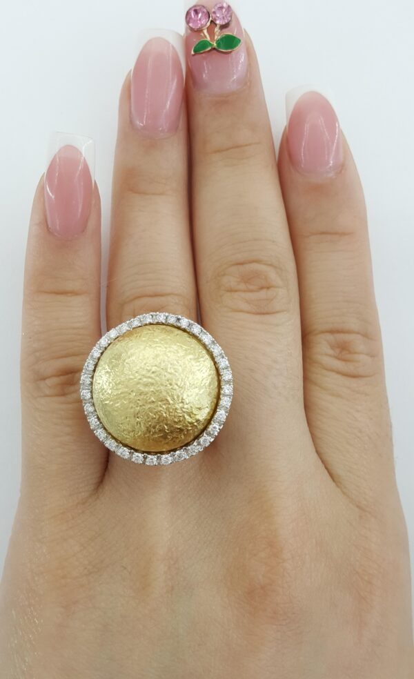 Vintage Roberto Coin Wobbly Diamond Textured Ring 0.5 ct 18k Yellow Gold