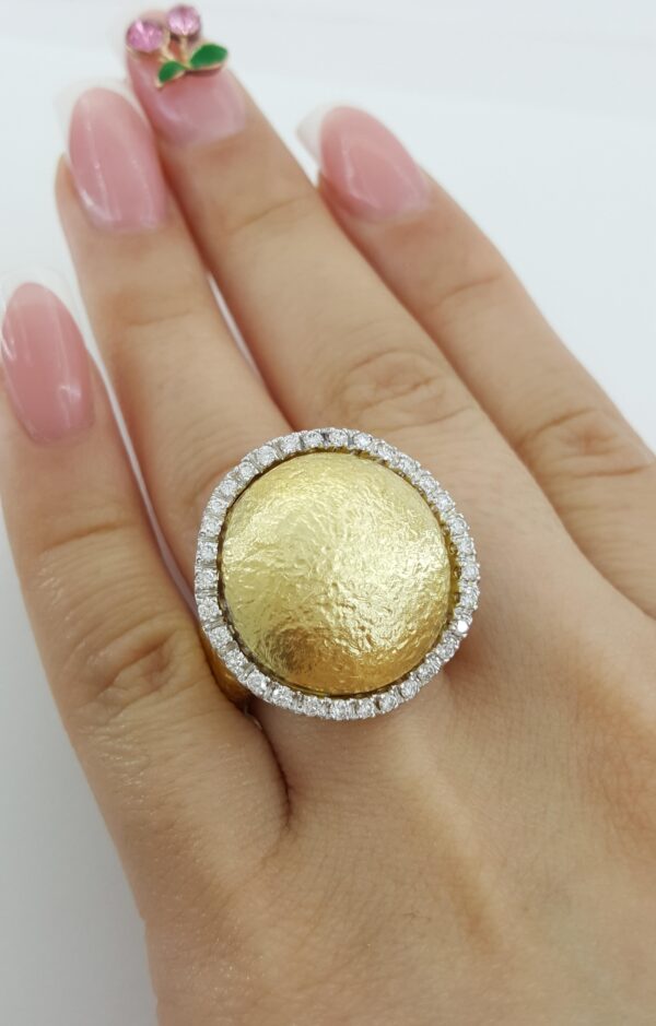 Vintage Roberto Coin Wobbly Diamond Textured Ring 0.5 ct 18k Yellow Gold