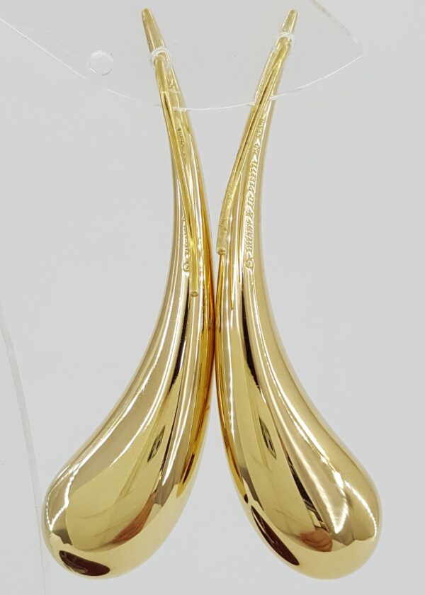 Tiffany & Co Else Peretti Teardrop 18K Yellow Gold Hook Earrings 12.5 grm 2.25"