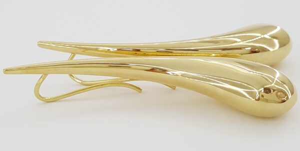 Tiffany & Co Else Peretti Teardrop 18K Yellow Gold Hook Earrings 12.5 grm 2.25"