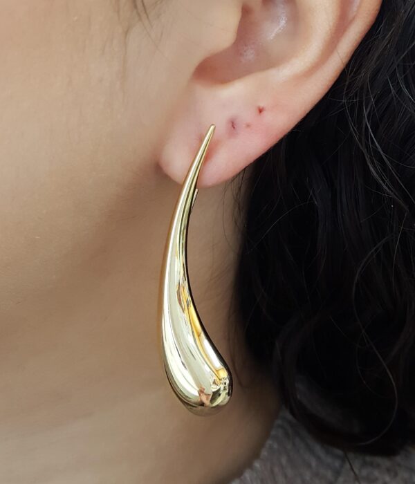 Tiffany & Co Else Peretti Teardrop 18K Yellow Gold Hook Earrings 12.5 grm 2.25"