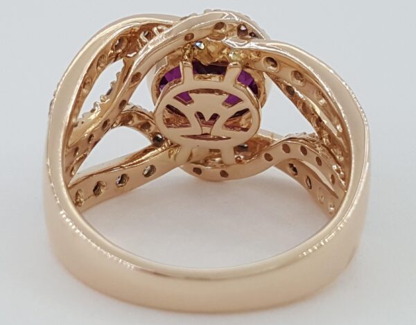LeVian Rhodolite Garnet Nude Chocolate Diamond Ring 0.5 ct 14K Strawberry Gold