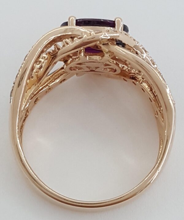 LeVian Rhodolite Garnet Nude Chocolate Diamond Ring 0.5 ct 14K Strawberry Gold