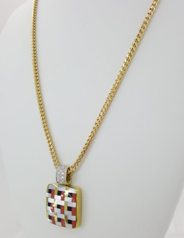 Asch Grossbardt Multi-Gemstone Square Diamond Necklace 0.3 ct 14K 30 Grams