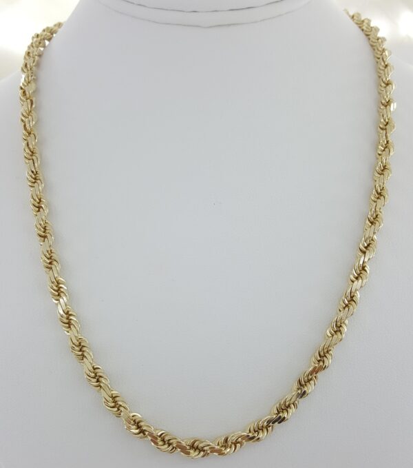 14K Yellow Gold Diamond Cut Rope Chain Necklace 20" 52 Grams 5.5 mm wide
