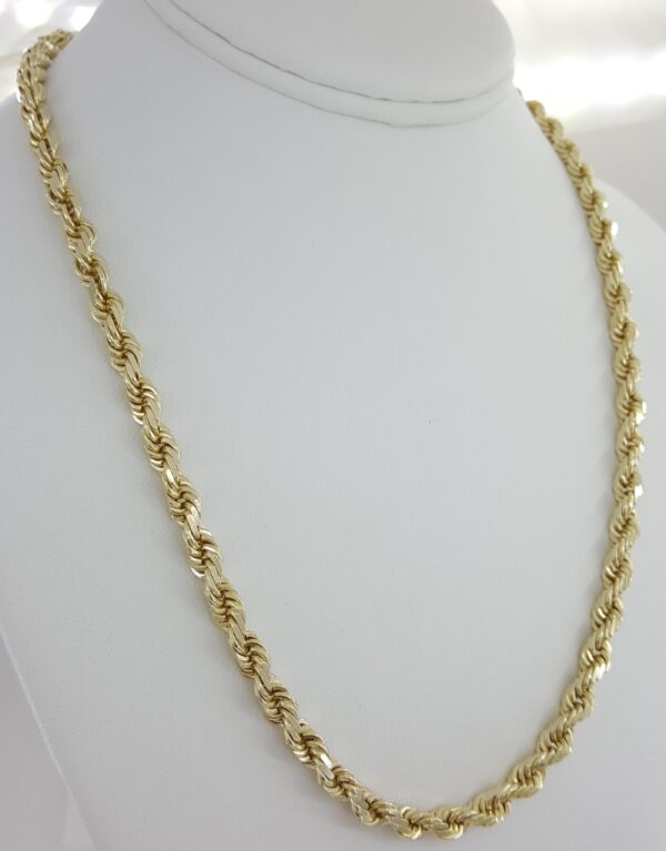 14K Yellow Gold Diamond Cut Rope Chain Necklace 20" 52 Grams 5.5 mm wide