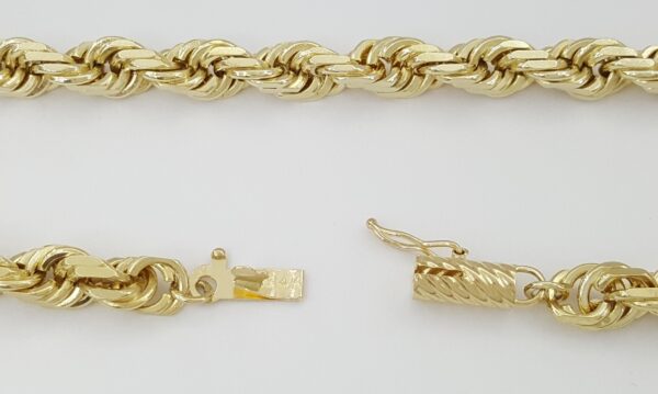 14K Yellow Gold Diamond Cut Rope Chain Necklace 20" 52 Grams 5.5 mm wide
