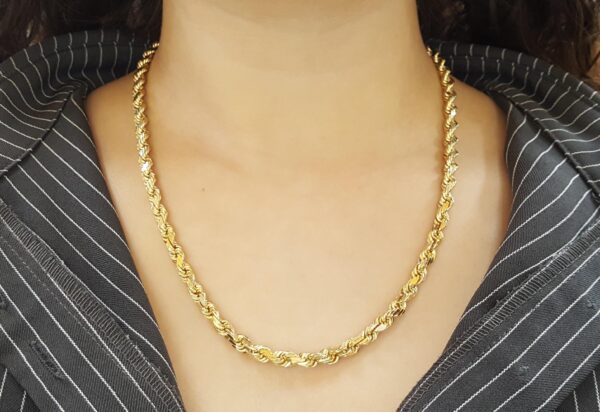 14K Yellow Gold Diamond Cut Rope Chain Necklace 20" 52 Grams 5.5 mm wide