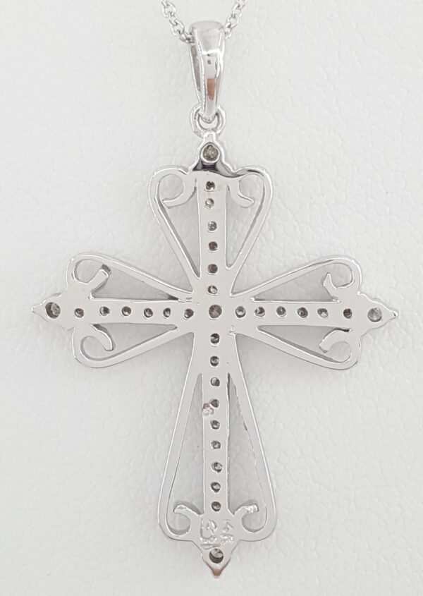 Diamond Cross 14k White Gold 1.3" 0.5 ct 17" Long Retail $1,995