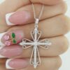 Diamond Cross 14k White Gold 1.3" 0.5 ct 17" Long Retail $1,995