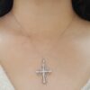 Diamond Cross 14k White Gold 1.3" 0.5 ct 17" Long Retail $1,995