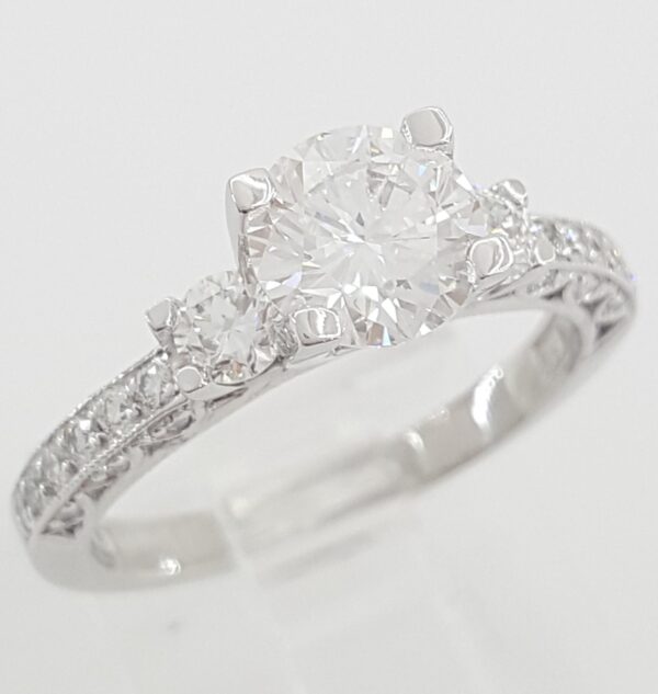 Tacori Round Diamond Three-Stone Engagement Ring 1.57 ct Platinum Rtl $18,990