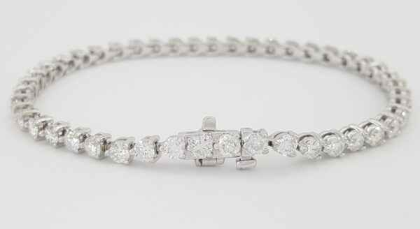 Neil Lane Round Diamond Straight Line Tennis Bracelet 5 ct 14K White Gold 7"