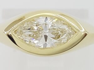 Marquise Evil Eye Diamond Ring Bezel Set 0.71 ct 18k Yellow Gold Retail $3,995