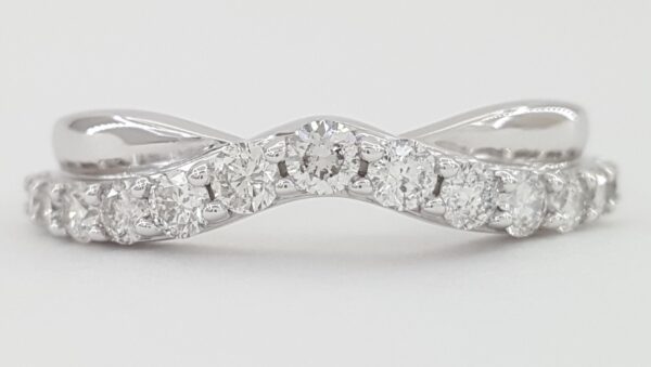 Half Circle Round Diamond Curve Wedding Band Ring 0.5 ct 14k White Gold 4.5mm