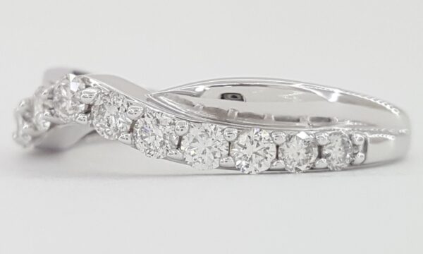Half Circle Round Diamond Curve Wedding Band Ring 0.5 ct 14k White Gold 4.5mm