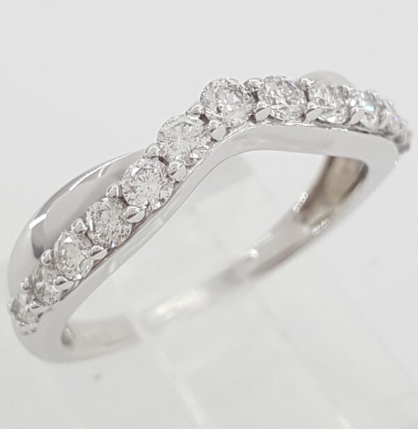 Half Circle Round Diamond Curve Wedding Band Ring 0.5 ct 14k White Gold 4.5mm