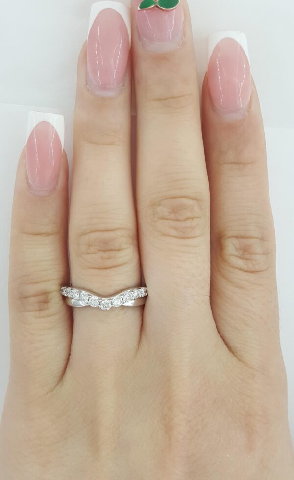 Half Circle Round Diamond Curve Wedding Band Ring 0.5 ct 14k White Gold 4.5mm