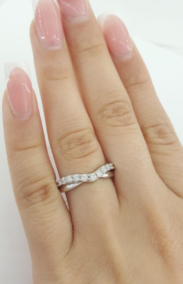 Half Circle Round Diamond Curve Wedding Band Ring 0.5 ct 14k White Gold 4.5mm
