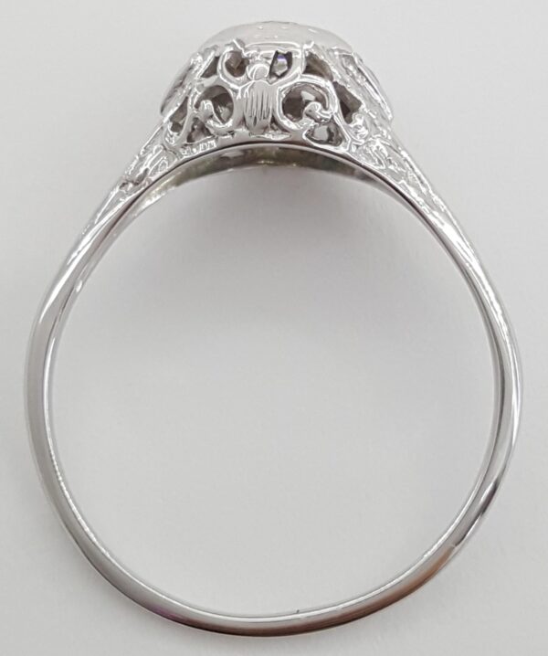 Antique Art Deco Old European Cut Diamond Engagement Ring 0.17 ct 18K White Gold