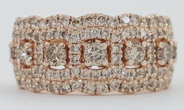 LeVian Chocolate & Nude Diamond Ring Band 1.5 ct 14K Rose Gold Retail $3.5K