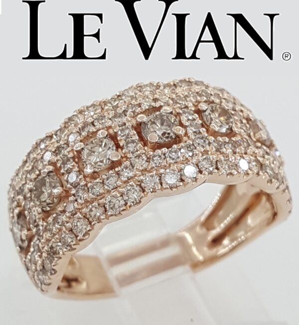 LeVian Chocolate & Nude Diamond Ring Band 1.5 ct 14K Rose Gold Retail $3.5K