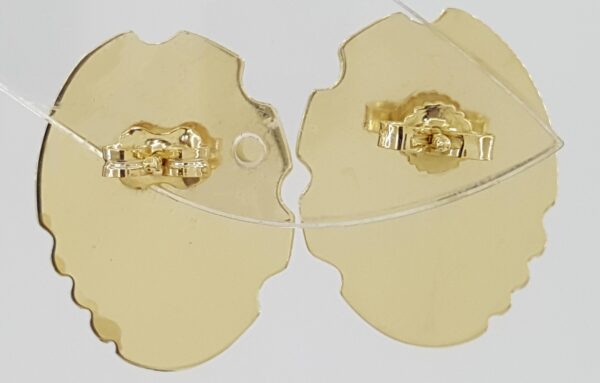 18k Yellow Gold Shell Stud Earrings 22 mm 5.2 Grams