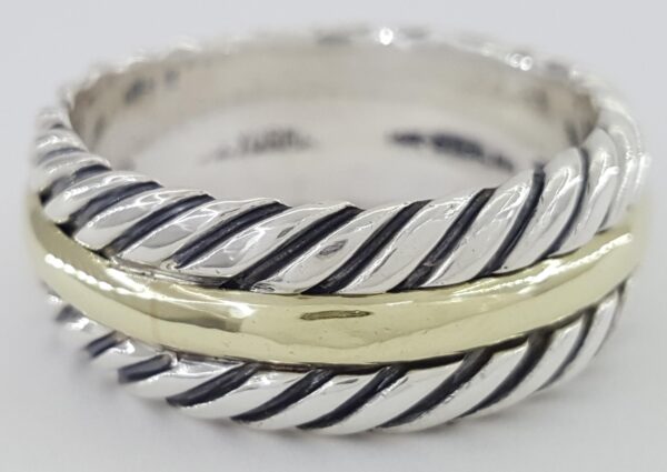 David Yurman Cable Classic 14k Yellow Gold 925 Sterling Silver Ring 9.2mm